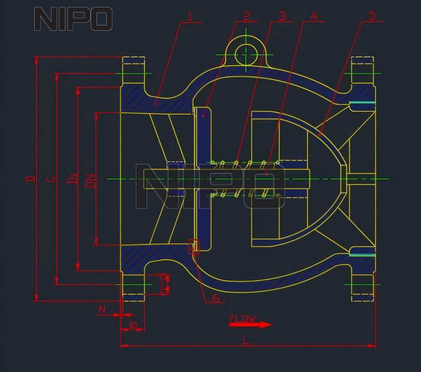 Clapet anti-retour &agrave; d&eacute;bit axial &agrave; faible chute de pression, conception simplifi&eacute;e