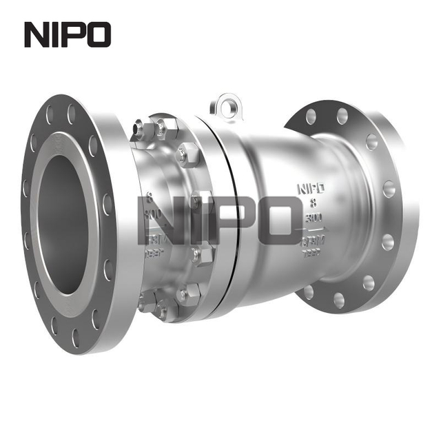 Clapet anti-retour &agrave; d&eacute;bit axial de type anti-claquement &agrave; corps moul&eacute; &agrave; bo&icirc;tier divis&eacute; 