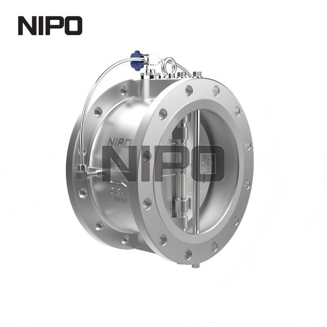 Clapet anti-retour &agrave; double plaque &agrave; bride avec dispositif d'amortissement